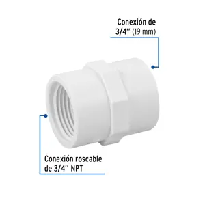 Adaptador hembra de PVC 3/4