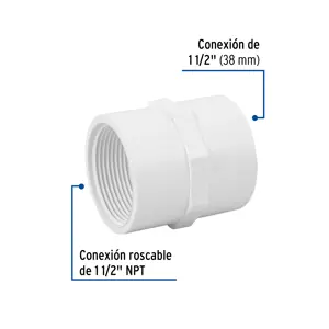 Adaptador hembra de PVC 1-1/2