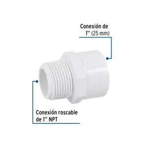 Adaptador macho de PVC de 1