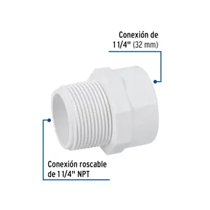 Adaptador macho de PVC de 1-1/4