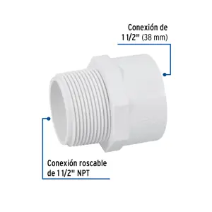 Adaptador macho de PVC de 1-1/2