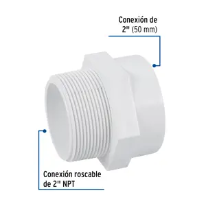 Adaptador macho de PVC de 2