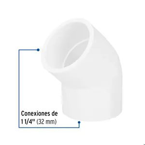 Codo 45° de PVC de 1-1/4