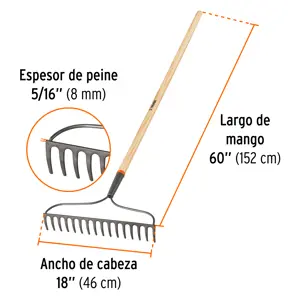 Rastrillo jardinero Classic, 16 dientes, mango 54