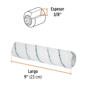 Truper Felpa p/rodillo, microfibra 9x3/8