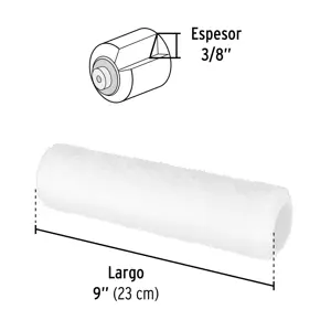 Felpa para rodillo, 9 x 3/8