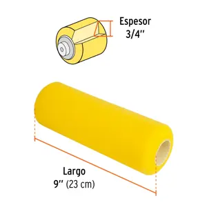 Truper Felpa para rodillo, esponja 9 x 3/4