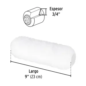 Felpa para rodillo, 9 x 3/4