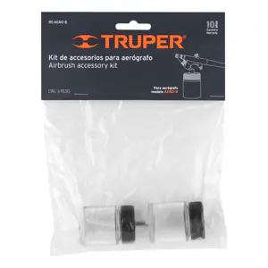 Truper Juego de 2 vasos de 15 ml y adaptador para aerógrafo AERO-8