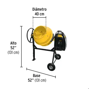 Revolvedora de cemento a gasolina 160 L, 1/2 saco, Pretul