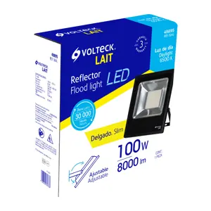 Reflector delgado de LED 100 W luz de día, Volteck