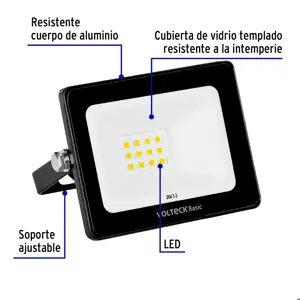 Reflector ultra delgado LED 10 W luz cálida, Volteck Basic