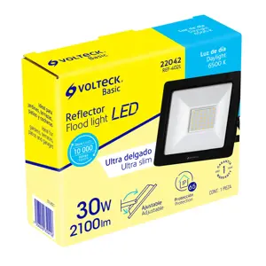 Reflector ultra delgado LED 30 W luz de día, Volteck Basic