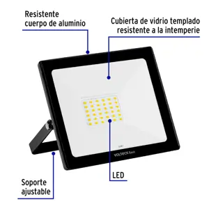 Reflector ultra delgado LED 30 W luz de día, Volteck Basic