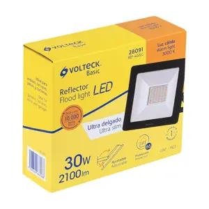 Reflector ultra delgado LED 30 W luz cálida, Volteck Basic