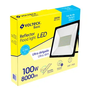 Reflector ultra delgado LED 100 W luz de día, Volteck Basic