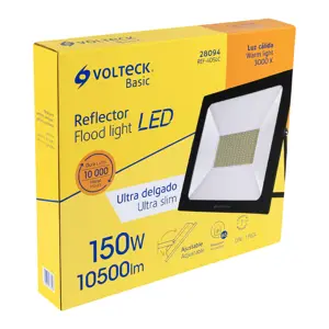 Reflector ultra delgado LED 150 W luz cálida, Volteck Basic