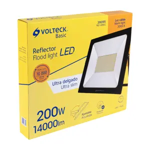 Reflector ultra delgado LED 200 W luz cálida, Volteck Basic