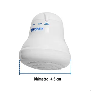 Regadera eléctrica, 4 temperaturas, 14.5cm, blanca, Foset