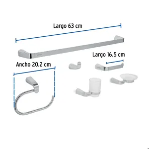 Foset Juego de 6 accesorios para baño acabado cromo, Riviera