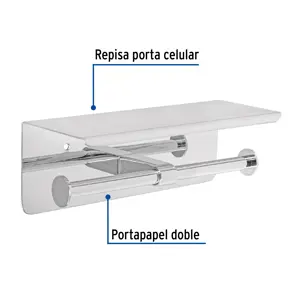 Foset Portarrollo doble en cromo con soporte para celular, Riviera