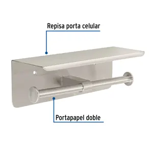 Foset Portarrollo doble en satín con soporte para celular, Riviera