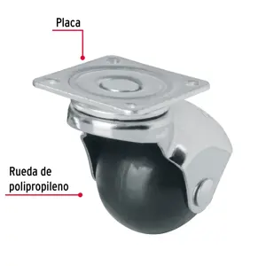 Rodaja esférica, 40 mm con placa, Fiero