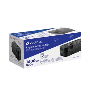 Regulador de voltaje de 1600 VA / 800 W 8 contactos, Volteck