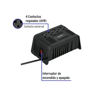 Regulador de voltaje de 800 VA / 400 W 4 contactos, Volteck