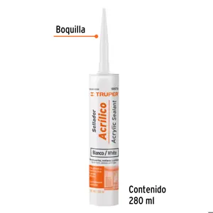 Sellador acrilico de 280 ml, blanco, Truper