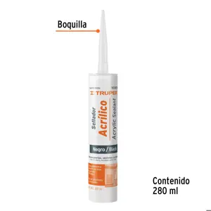 Sellador acrílico de 280 ml, negro, Truper