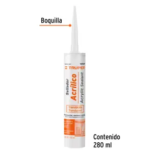 Sellador acrilico de 280 ml, transparente, Truper