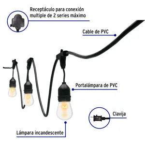 Volteck Serie de 14.6 m con 24 luces incandescentes para exterior