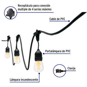 Volteck Serie de 7.3 m con 12 luces incandescentes para exterior