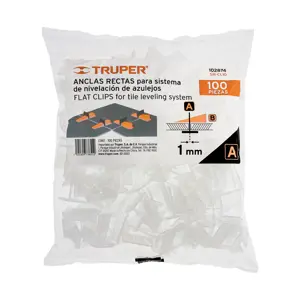 Truper Bolsa con 100 anclas de 1 mm, para nivelación de azulejos