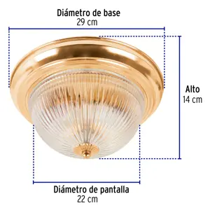 Volteck Luminario decorativo 15x28 cm pantalla cristal, s/lámparas