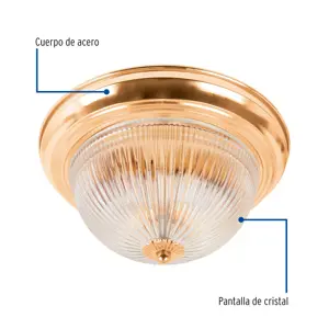 Volteck Luminario decorativo 15x28 cm pantalla cristal, s/lámparas