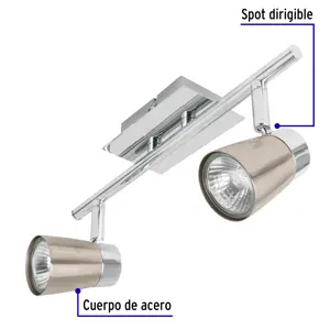 Luminario de sobreponer con 2 spots base GU10, Volteck