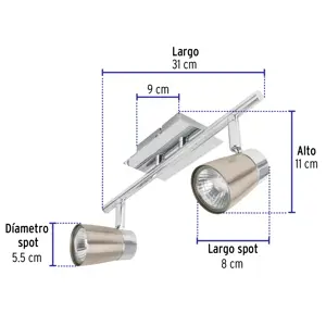 Luminario de sobreponer con 2 spots base GU10, Volteck