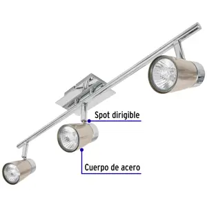 Luminario de sobreponer con 3 spots base GU10, Volteck