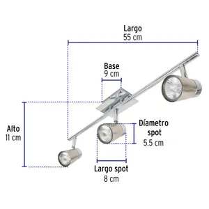 Luminario de sobreponer con 3 spots base GU10, Volteck