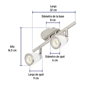 Luminario de sobreponer 2 spots base GU10, Verona, Volteck