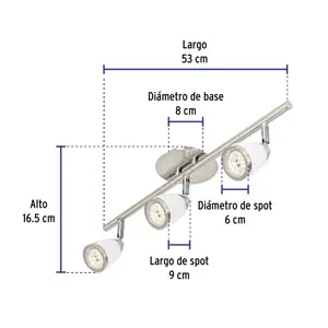 Luminario de sobreponer 3 spots base GU10, Verona, Volteck