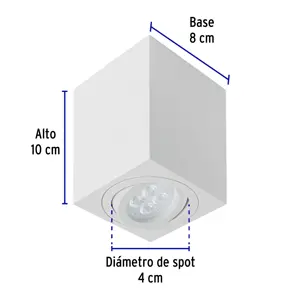 Volteck Luminario de sobreponer c/spot dirigible, cuadrado, blanco