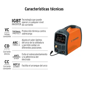 Soldadora para microalambre y electrodo, 130A, TRUPER