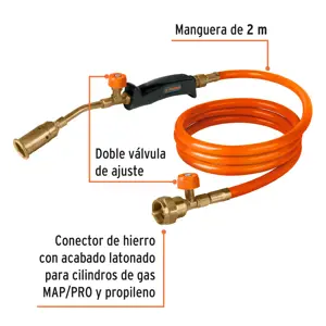 Soplete con manguera para gas, 1/2