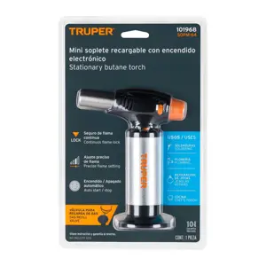 Truper Minisoplete recargable de gas butano c/encendido electrónico