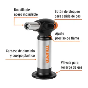 Truper Minisoplete recargable de gas butano c/encendido electrónico