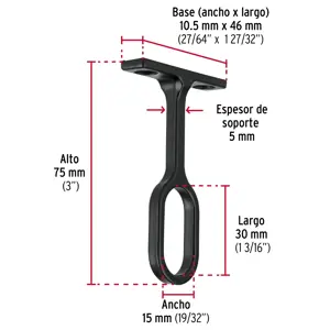 Soporte negro para tubo ovalado de closet, Hermex