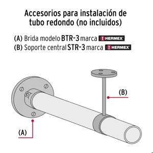 Soporte central para tubo redondo de clóset, Hermex